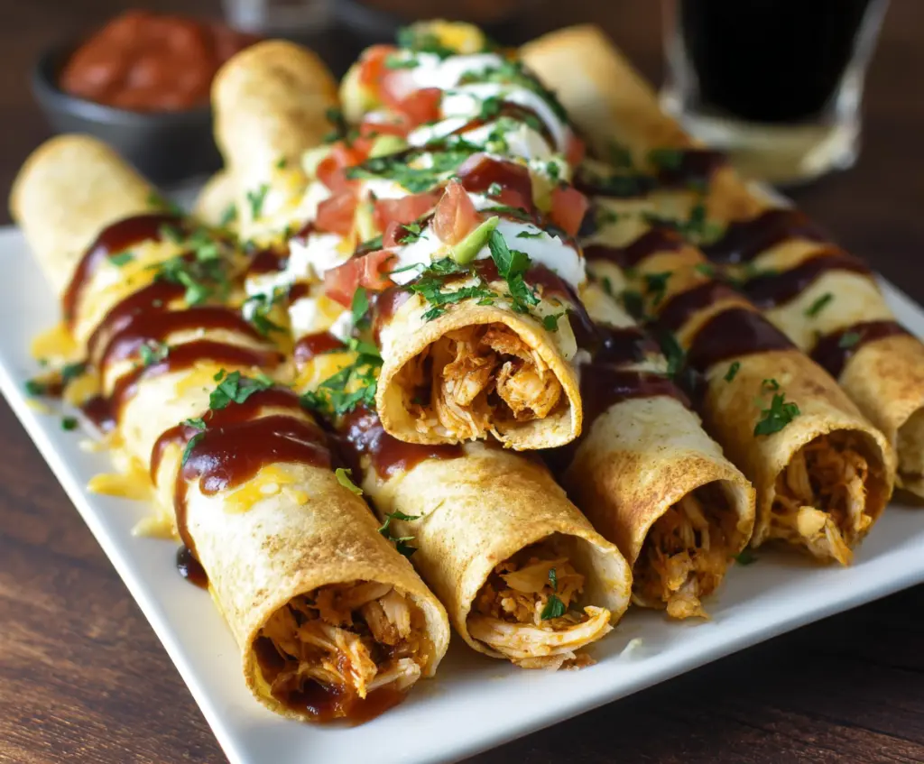 Delicious BBQ Chicken Taquitos with crispy golden exterior and flavorful filling