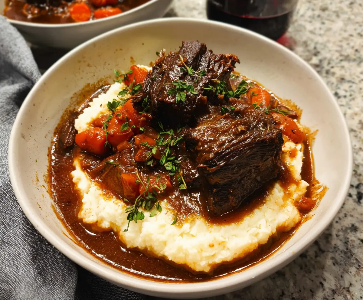 Delicious braised short ribs cooked to perfection with tender meat and savory sauce.
