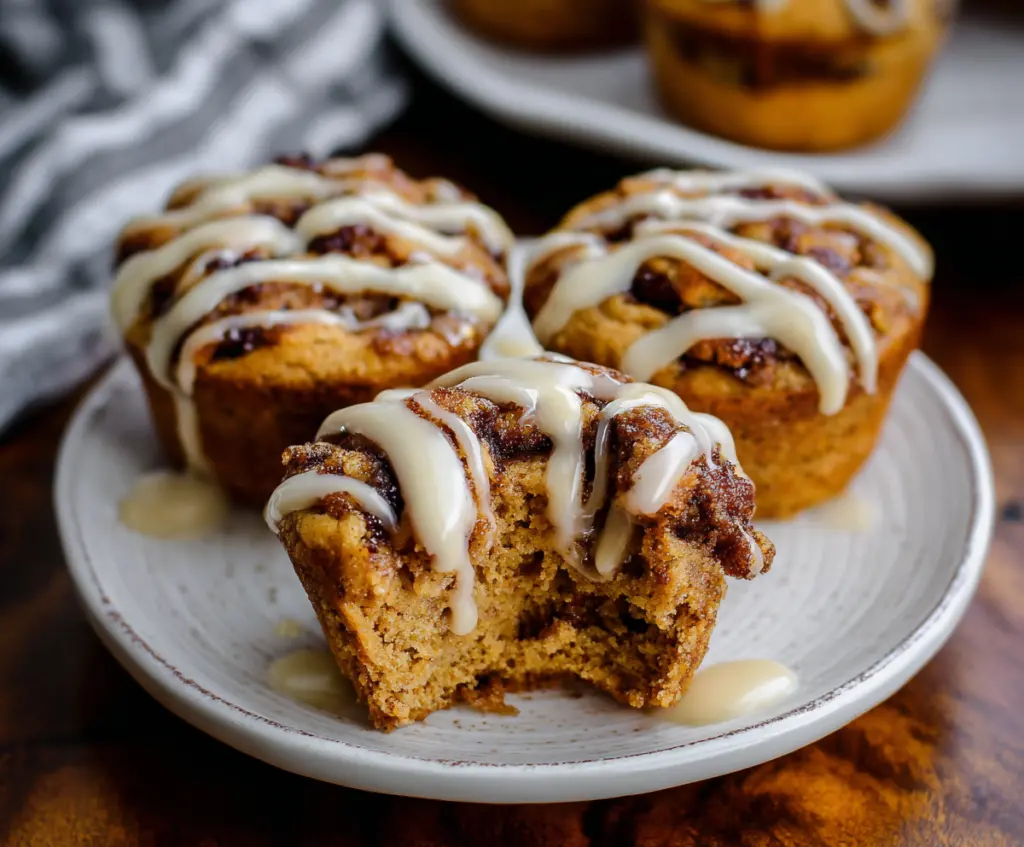 Delicious Cinnamon Roll Protein Muffins with swirls of cinnamon and a protein-packed texture.