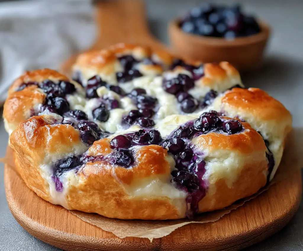 Delicious Cottage Cheese Blueberry Cloud Bread with fresh blueberries and fluffy texture