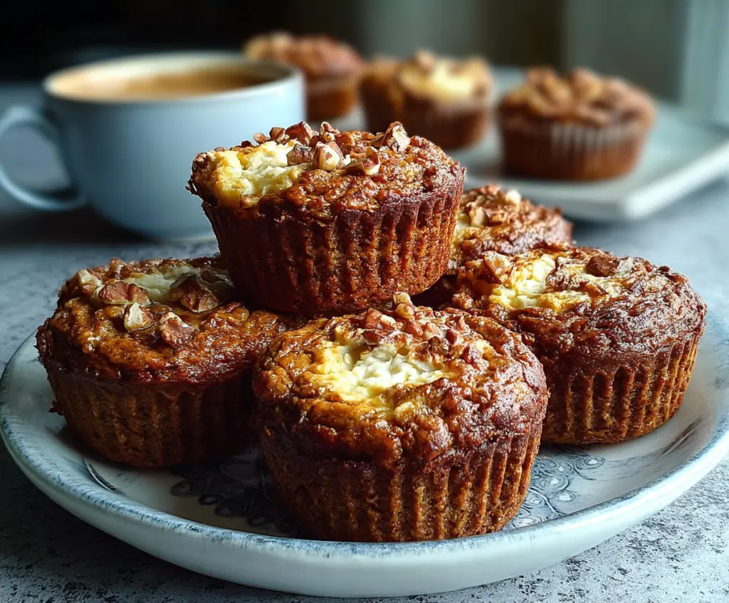 Delicious Gingerbread Cottage Cheese Breakfast Muffins on a plate, perfect for a healthy morning snack