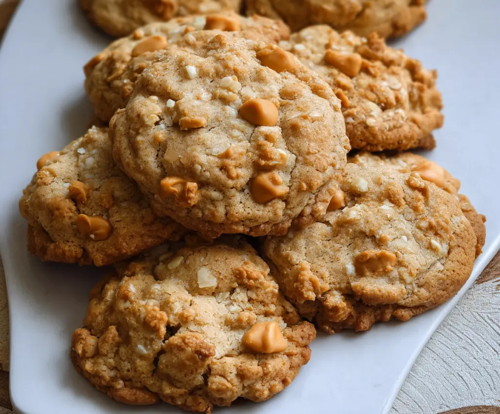 Delicious homemade sourdough butterscotch cookies on a baking tray
