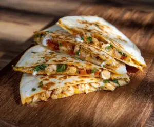 Delicious Southwest Chicken Quesadillas filled with melted cheese, seasoned chicken, and colorful vegetables served on a plate.