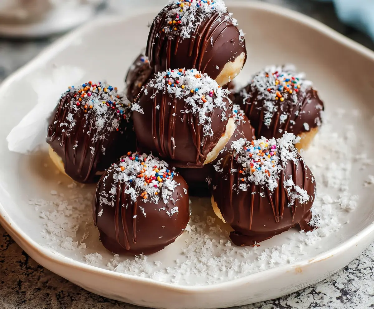 Delicious homemade cottage cheese truffles garnished with herbs on a rustic wooden platter.