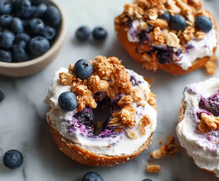 Greek Yogurt Blueberry Crunch Bagels