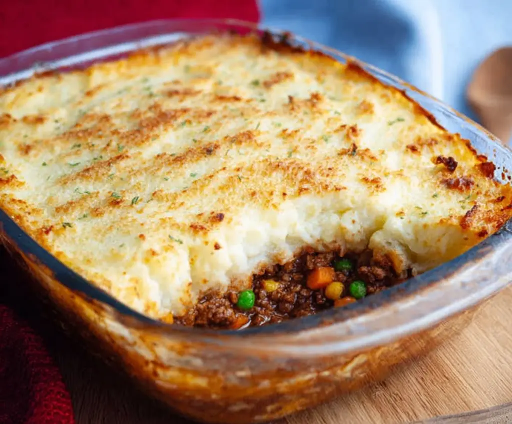 Delicious Ground Beef Shepherd's Pie with mashed potato topping and savory beef filling