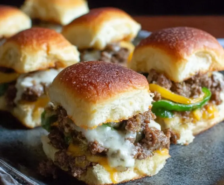 Philly Cheesesteak Sliders With Ground Beef