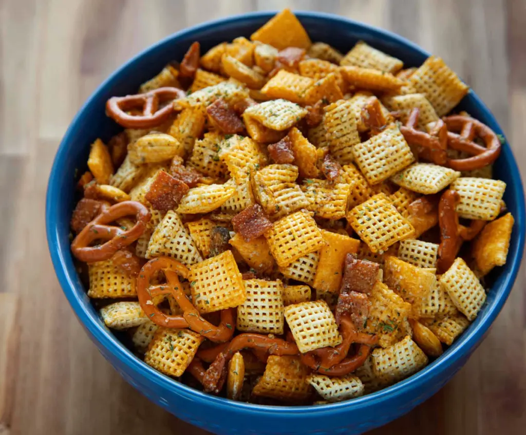 Delicious homemade Ranch Chex Mix with a crunchy snack mix of cereals and flavorful ranch seasoning
