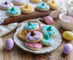 Delicious Easter Blossom Cookies decorated with colorful icing and floral designs for spring celebration.