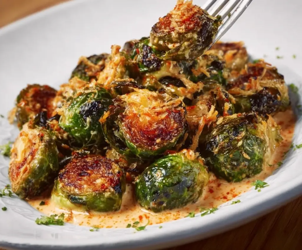 Delicious roasted Brussels sprouts with Red Lobster seasoning and herbs