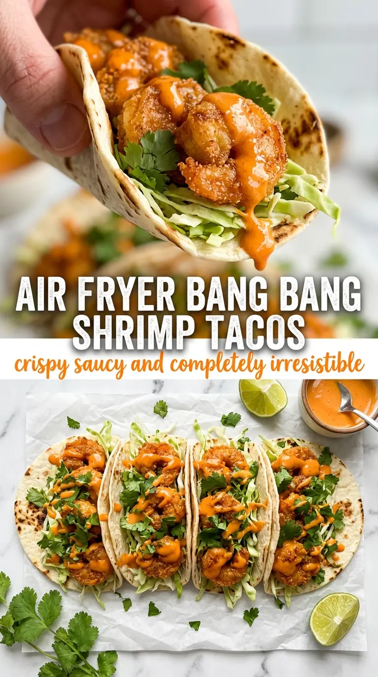 Air Fryer Bang Bang Shrimp Tacos crispy saucy tacos