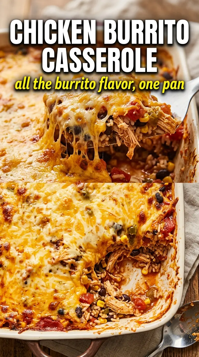 Chicken Burrito Casserole cheesy layered