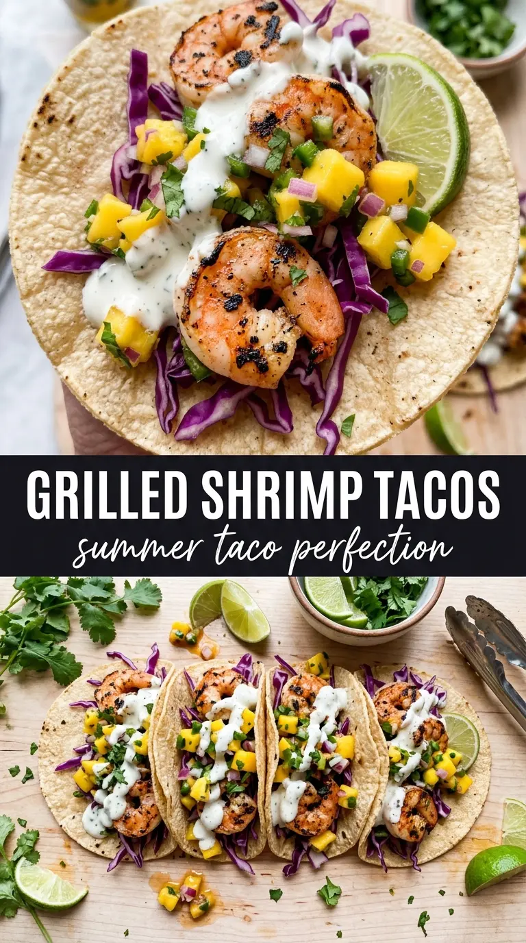 Grilled Shrimp Tacos charred shrimp fresh slaw creamy sauce