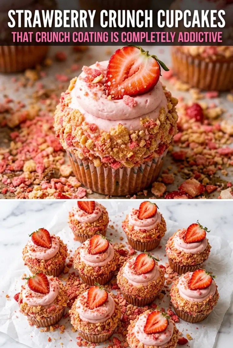 Strawberry Crunch Cupcakes