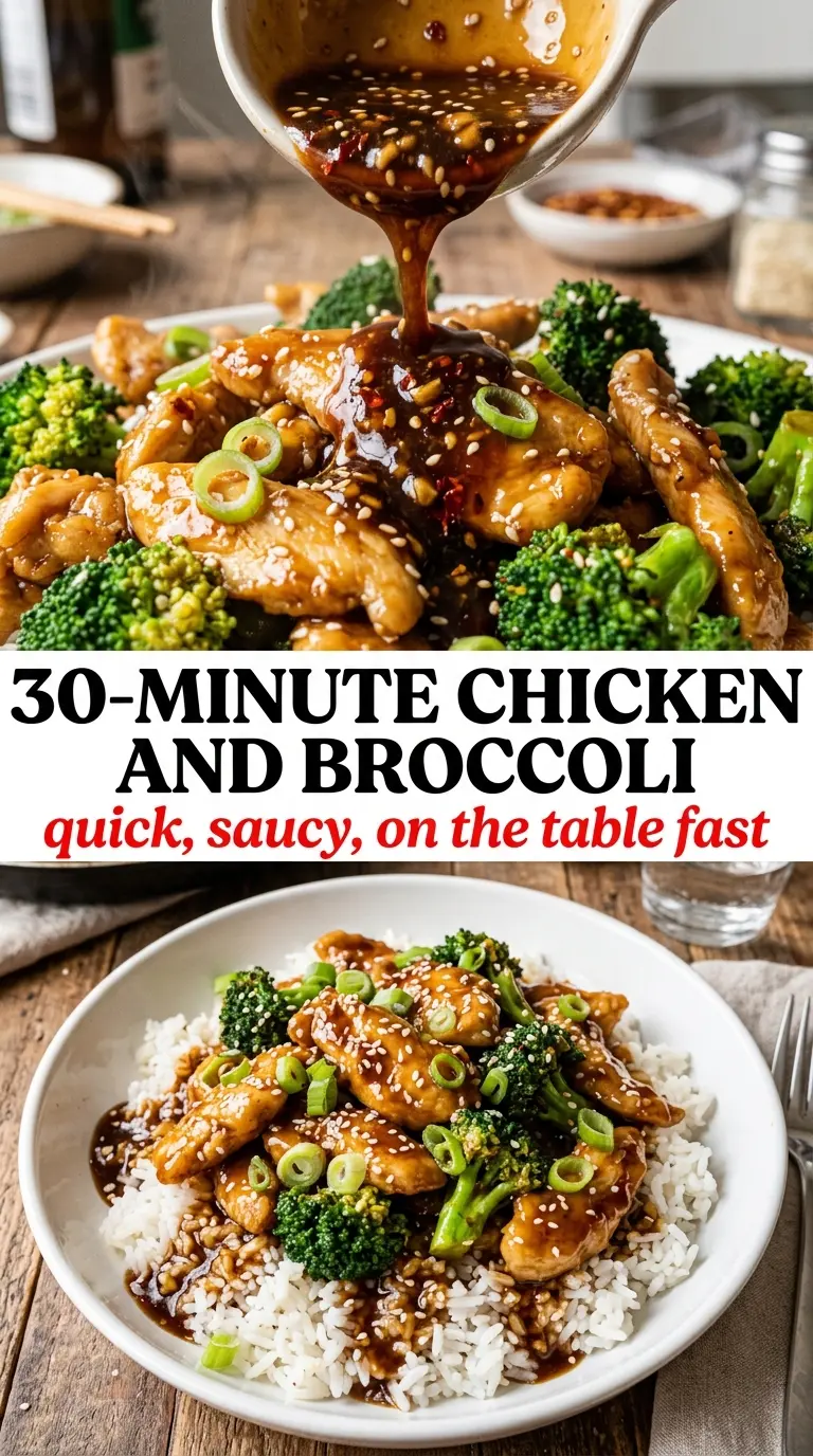 30-Minute Chicken and Broccoli glossy garlic sauce