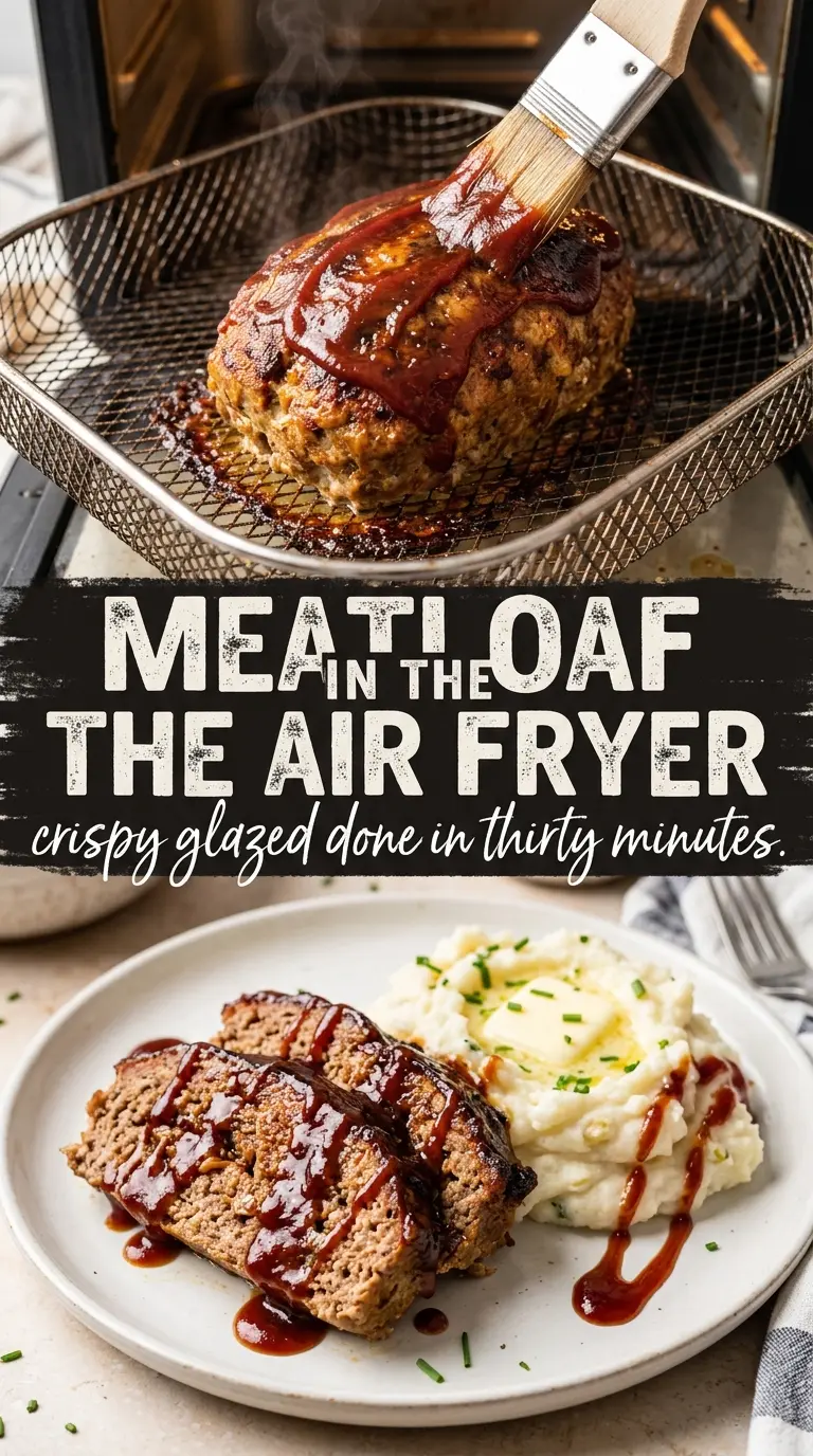 Air Fryer Meatloaf golden glazed juicy