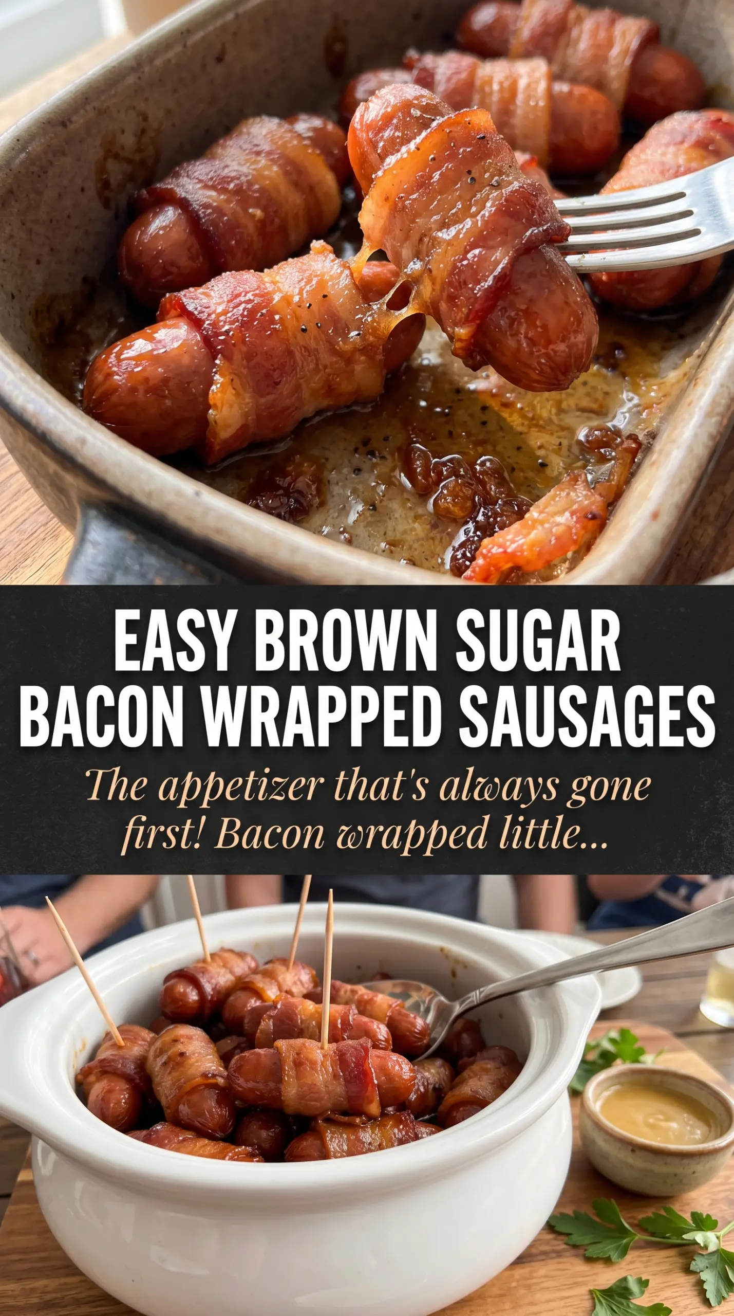 Bacon Wrapped Smokies sweet-savory caramelized appetizer