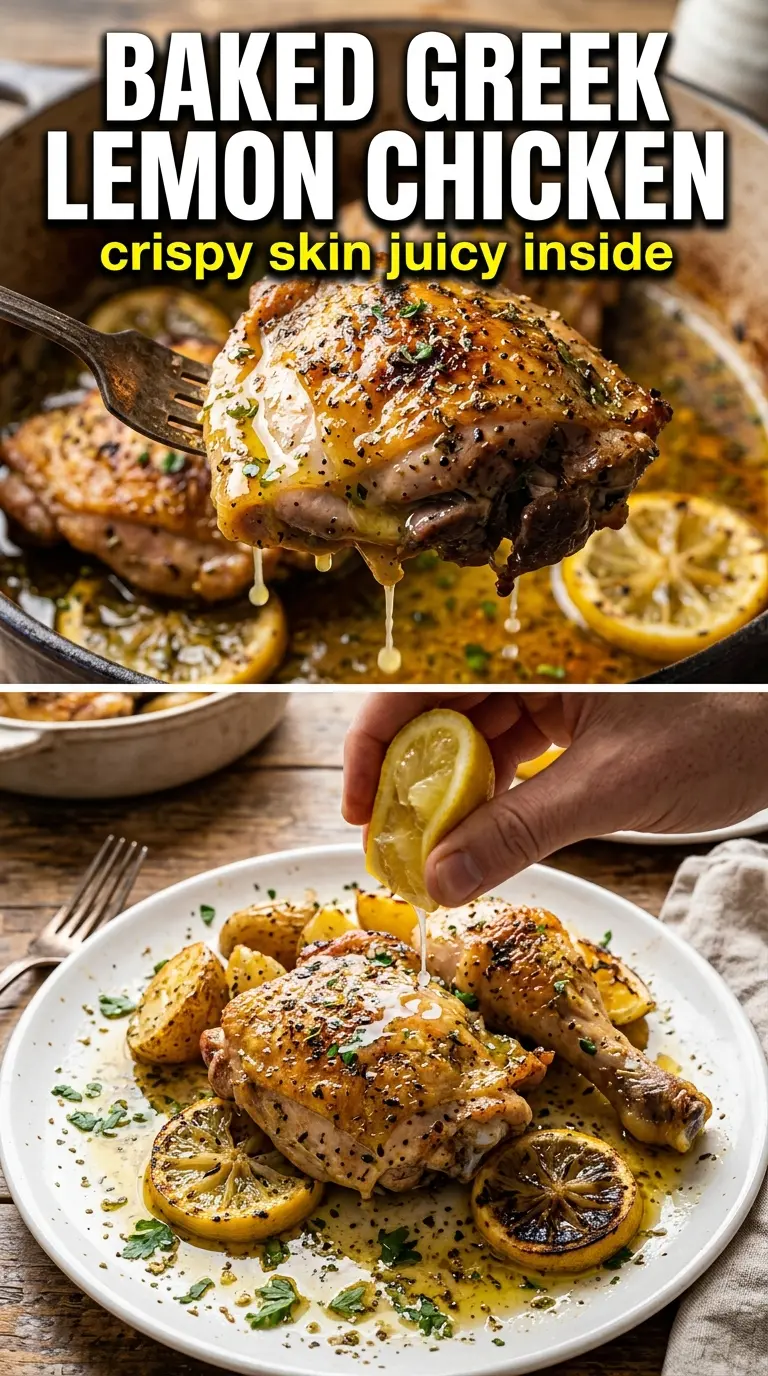 Baked Greek Lemon Chicken golden roasted caramelized