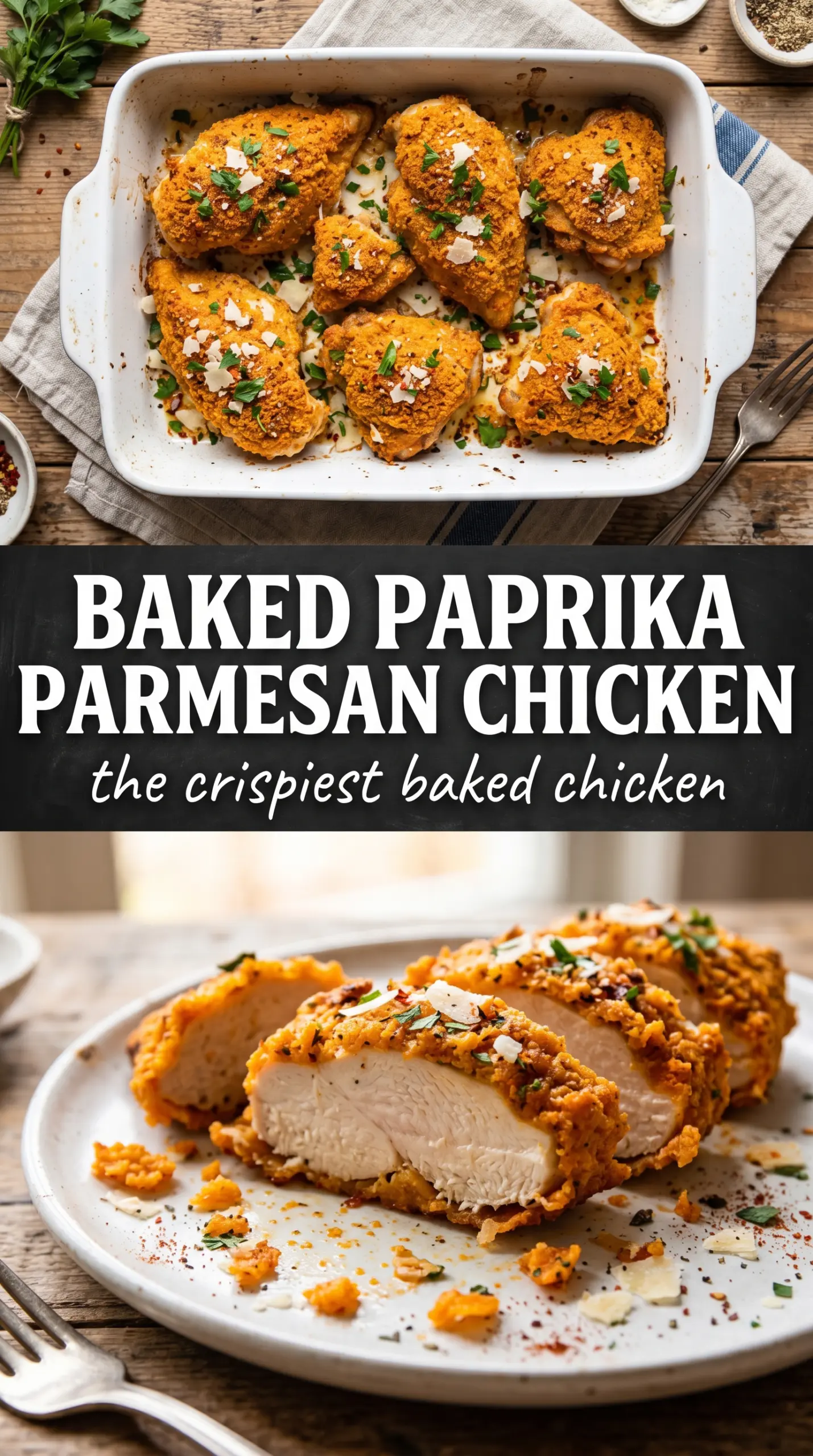 Baked Paprika Parmesan Chicken crispy paprika crust
