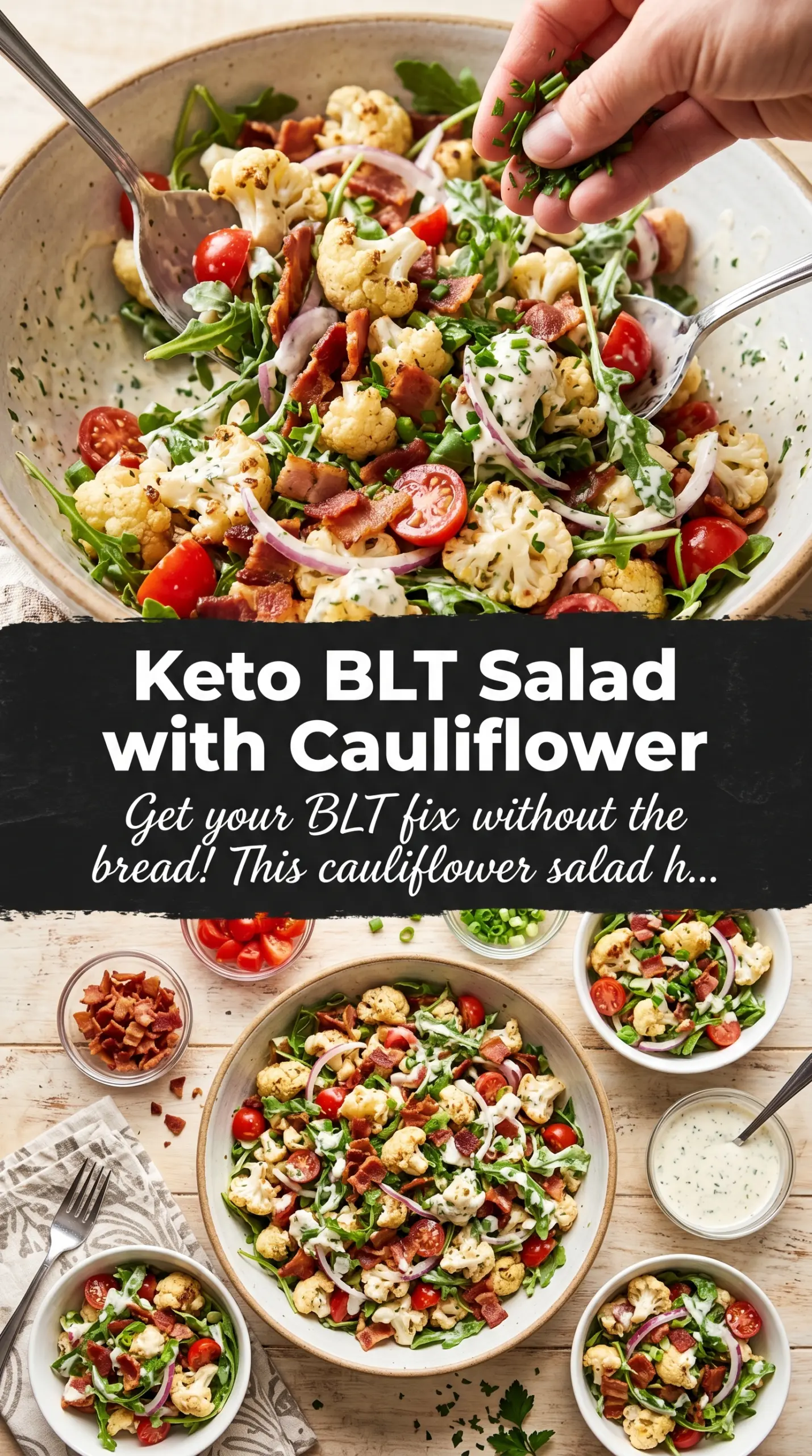 BLT Cauliflower Salad roasted cauliflower bacon tomatoes
