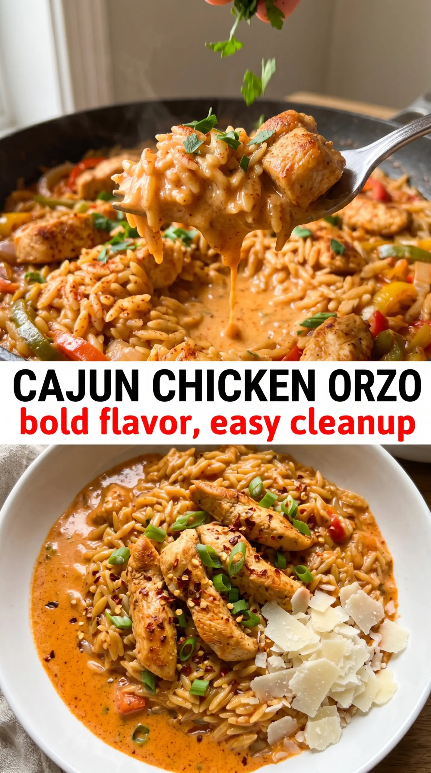 Cajun Chicken Orzo blackened creamy skillet