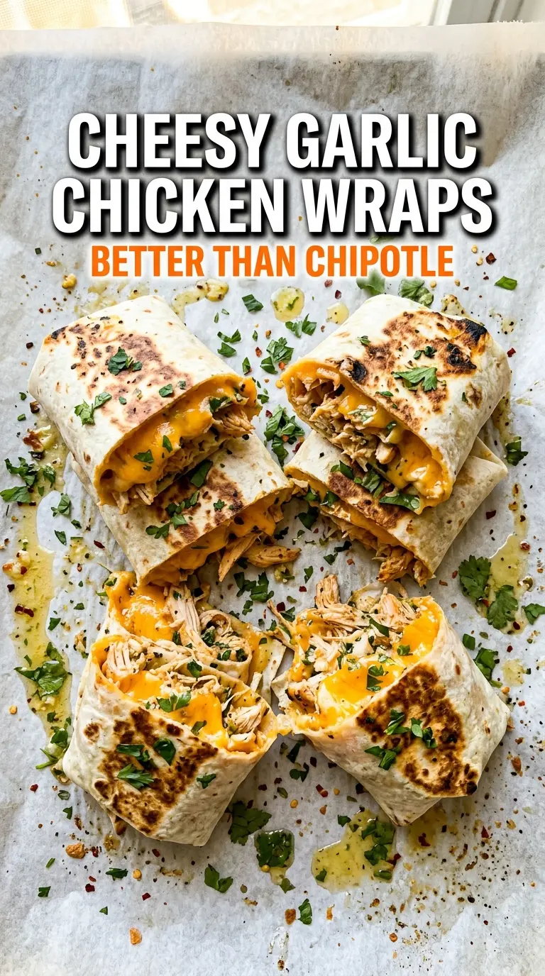 Cheesy Garlic Chicken Wraps golden toasted melty