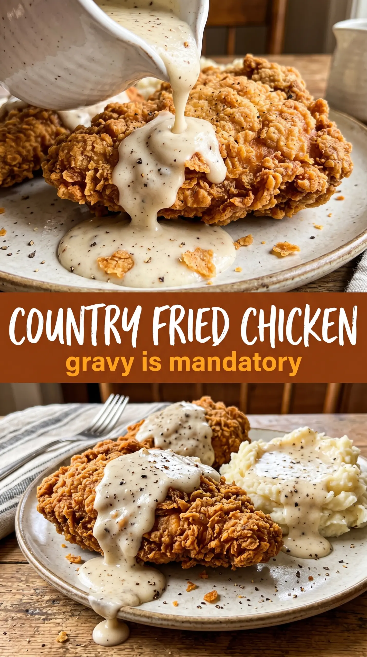 Country Fried Chicken crispy golden gravy