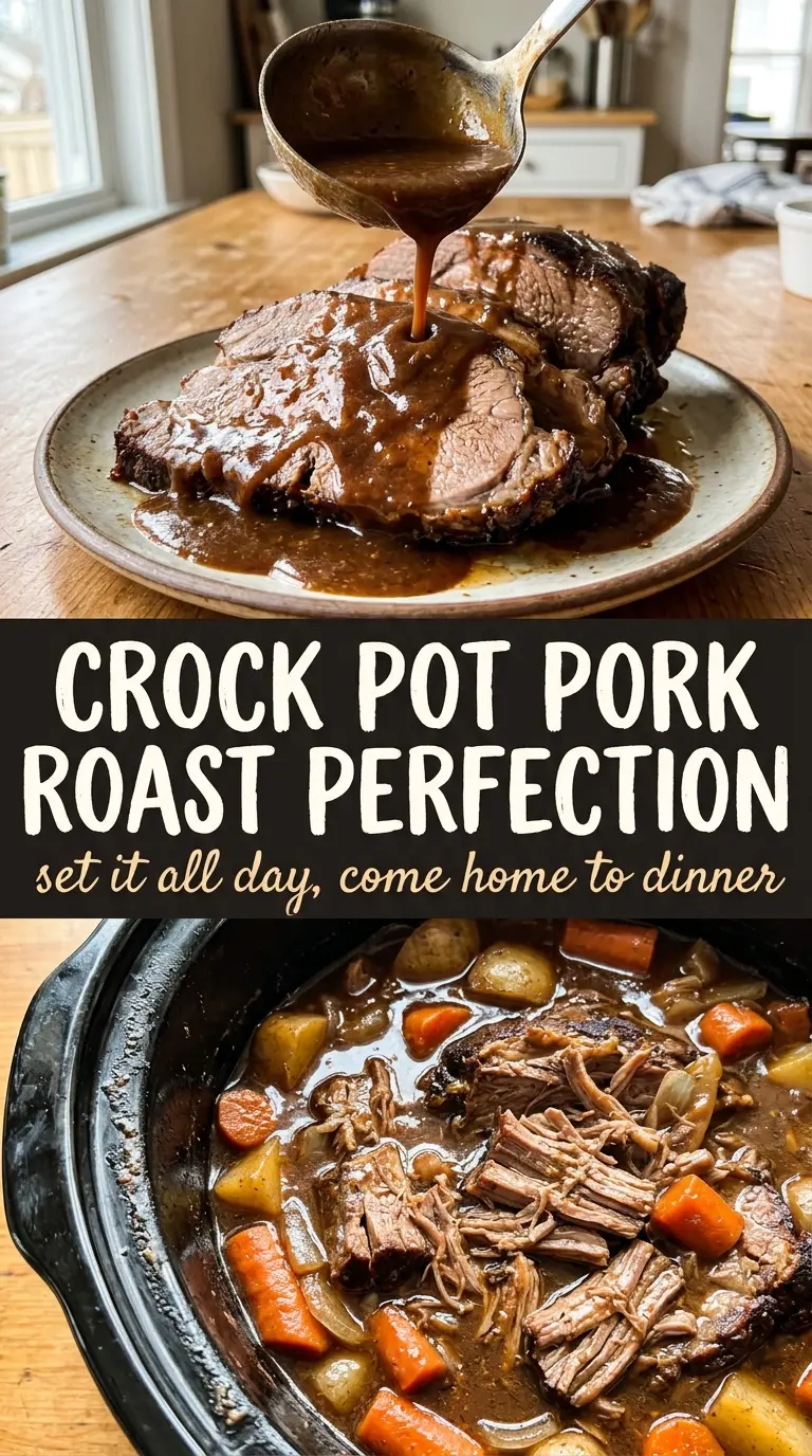 Tender slow cooker pork roast with gravy
