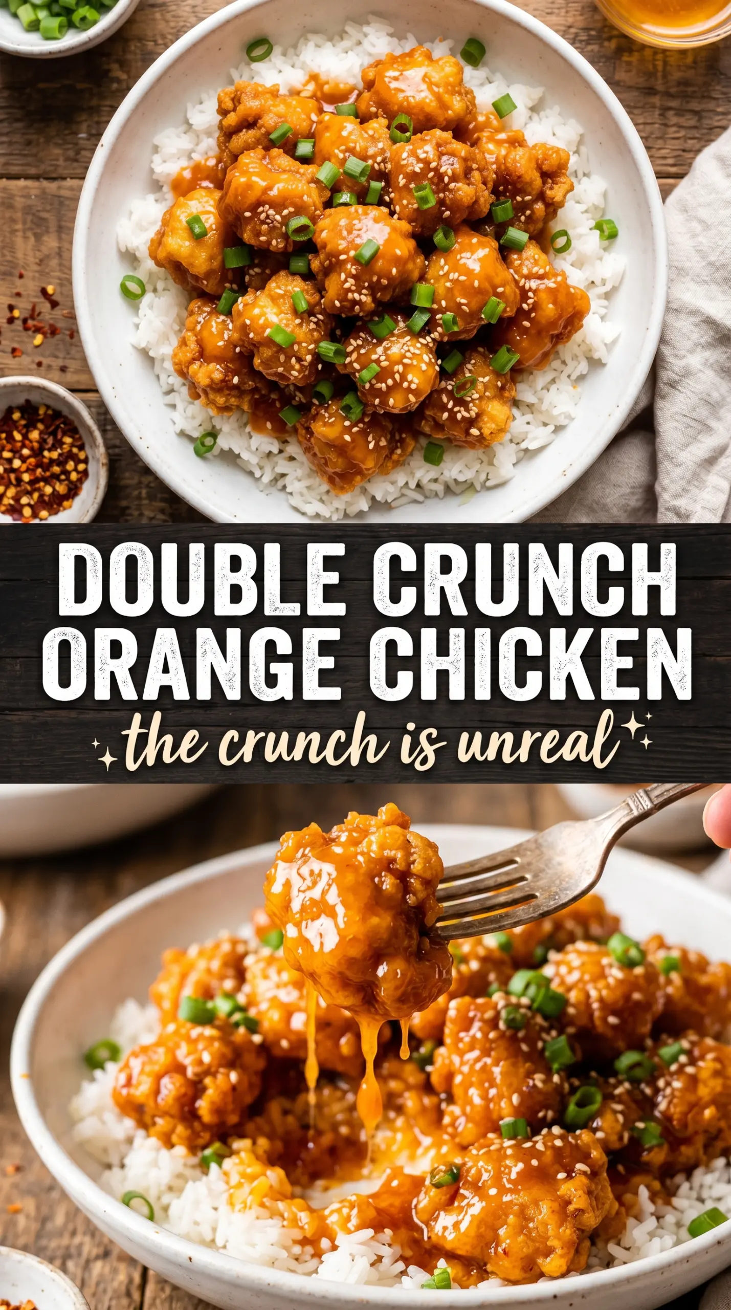 Double Crunch Orange Chicken crispy citrusy glossy