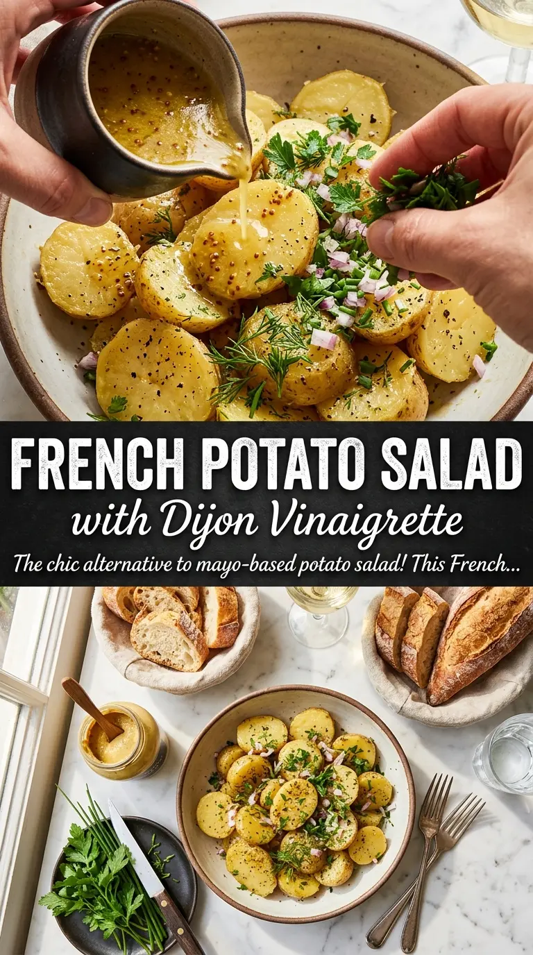 French Potato Salad glistening potatoes herbs