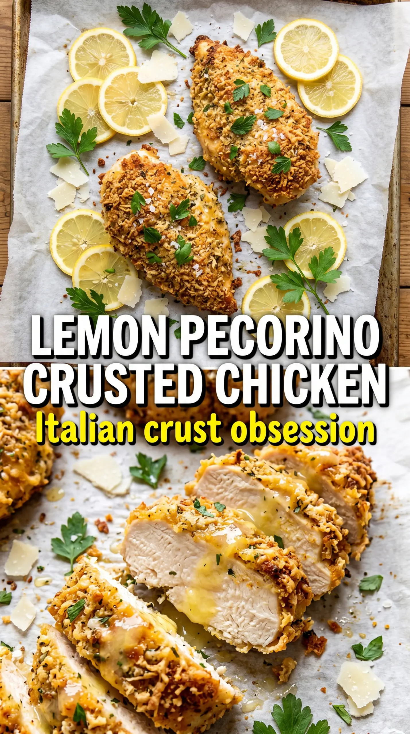 Lemon Pecorino Crusted Chicken golden crisp