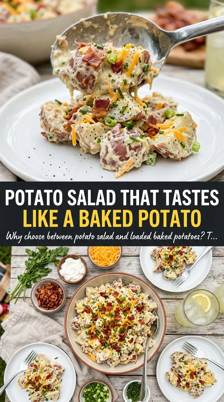 Loaded Baked Potato Salad creamy bacon cheddar