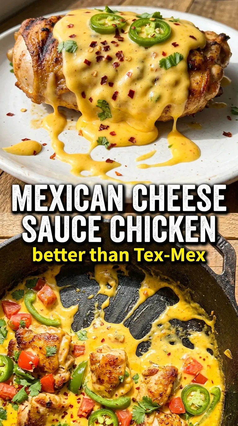 Mexican chicken with cheese sauce cheesy queso jalapeño