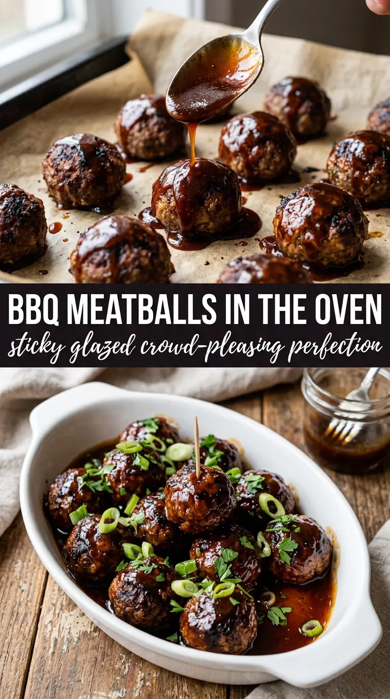 Oven Baked BBQ Meatballs sticky caramelized