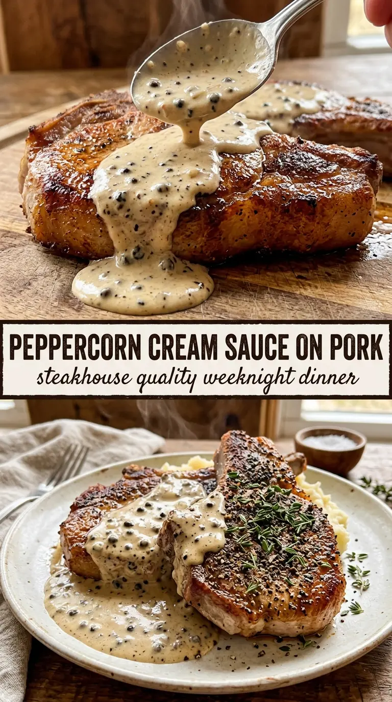 Seared pork chops with sauce and herbs