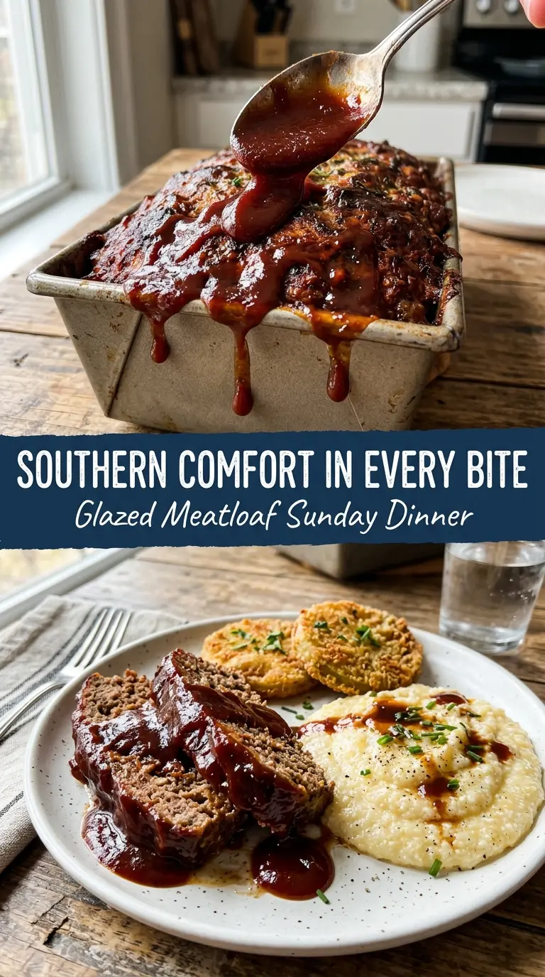 Southern meatloaf sliced savory glazed