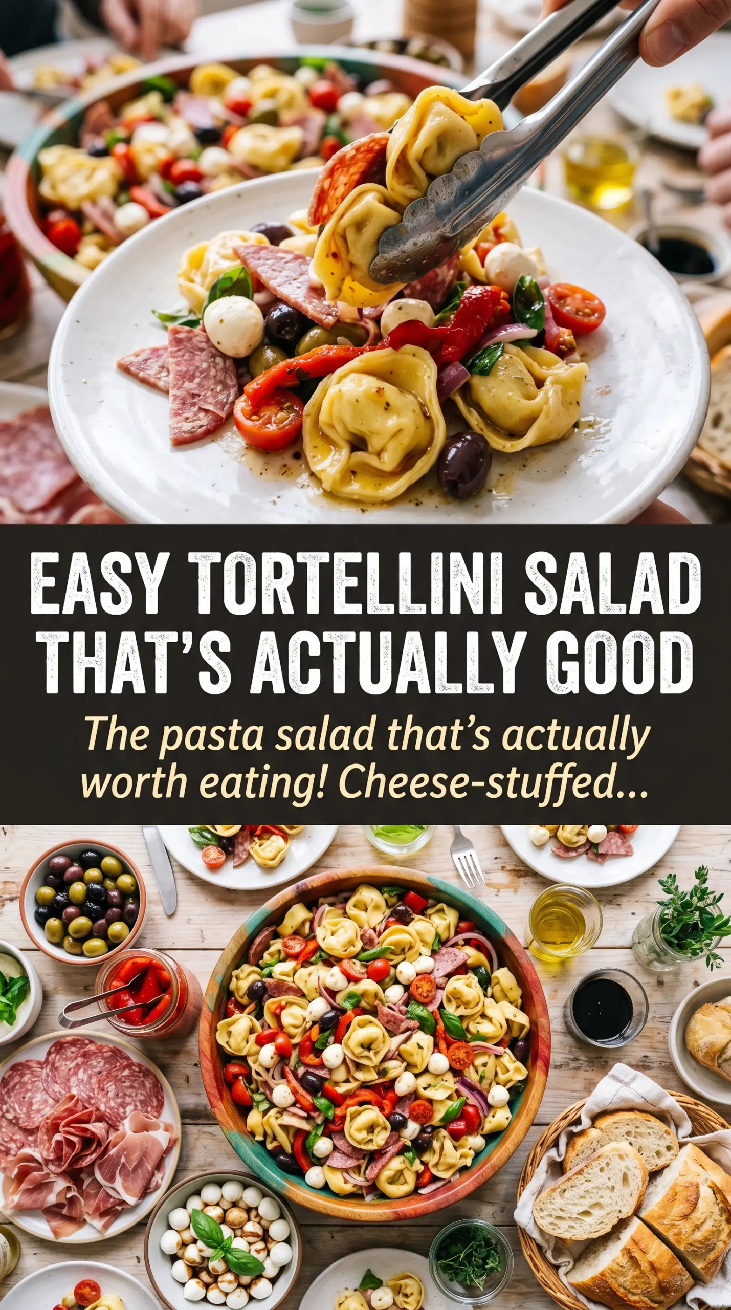 Tortellini Antipasto Pasta Salad colorful chilled