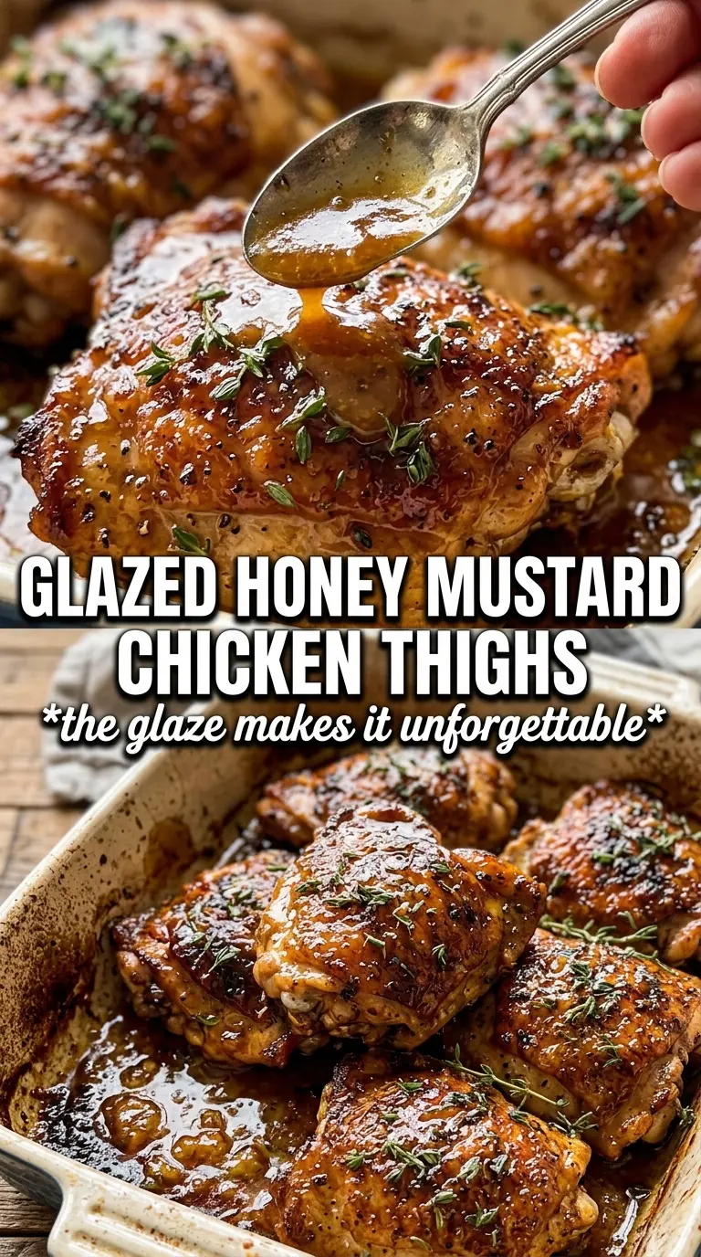 Baked Honey Mustard Chicken Thighs caramelized glaze
