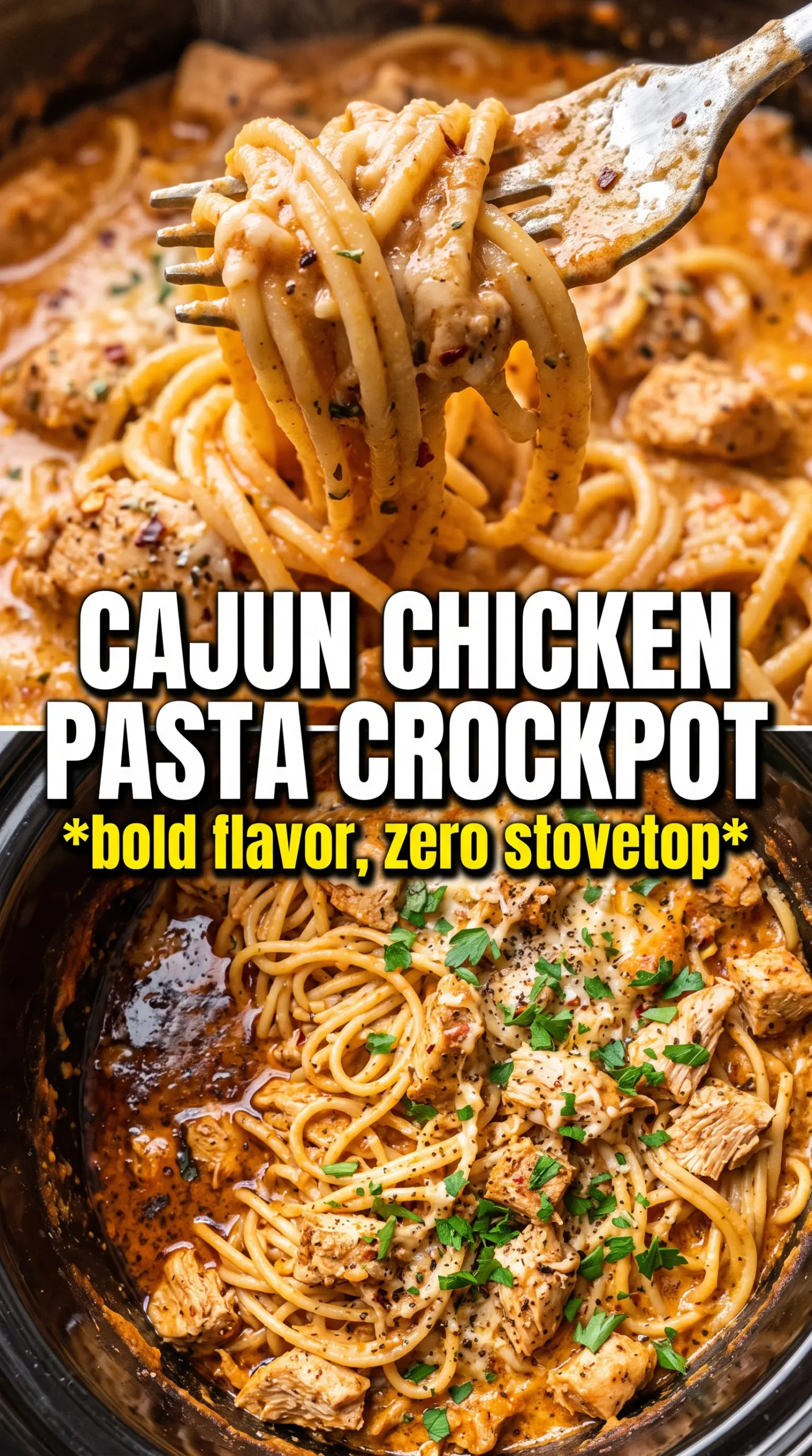Crock Pot Creamy Cajun Chicken Pasta creamy spicy