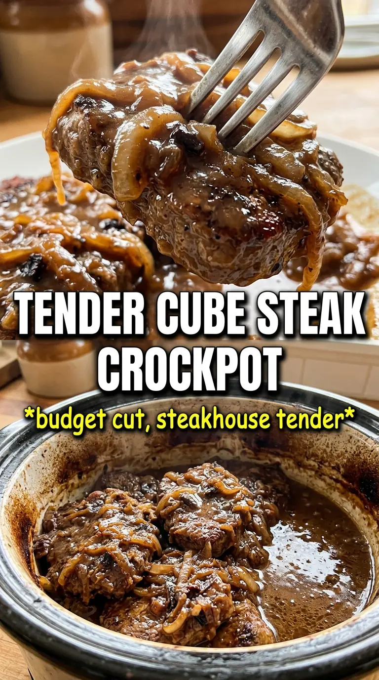 Crock Pot Cube Steak tender onion gravy