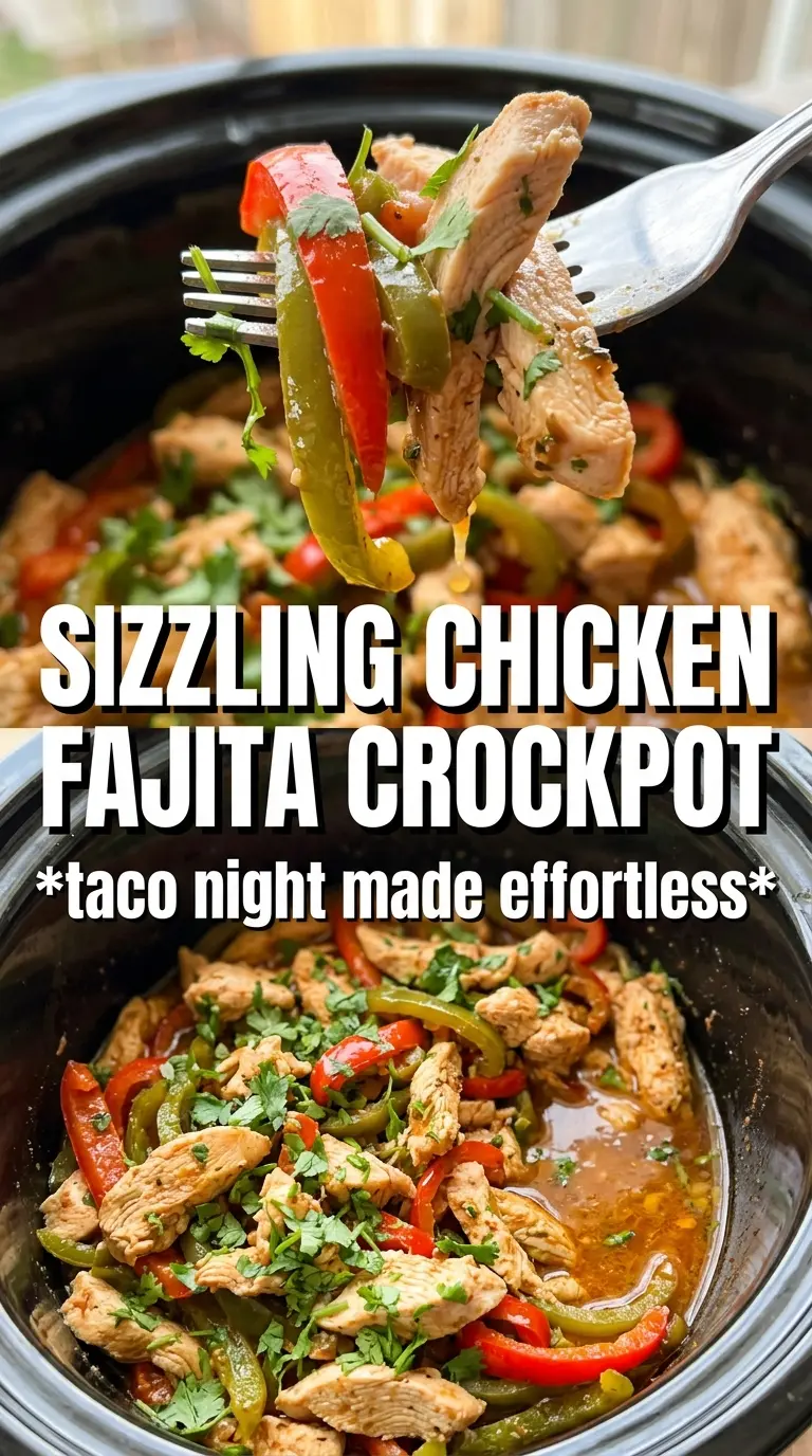 Crockpot Chicken Fajitas colorful peppers tender chicken