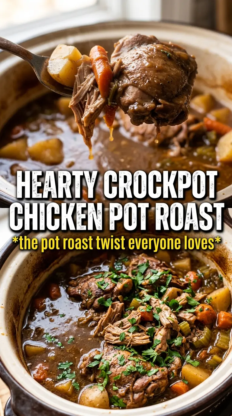 Crockpot Chicken Thigh Pot Roast rustic tender vegetables