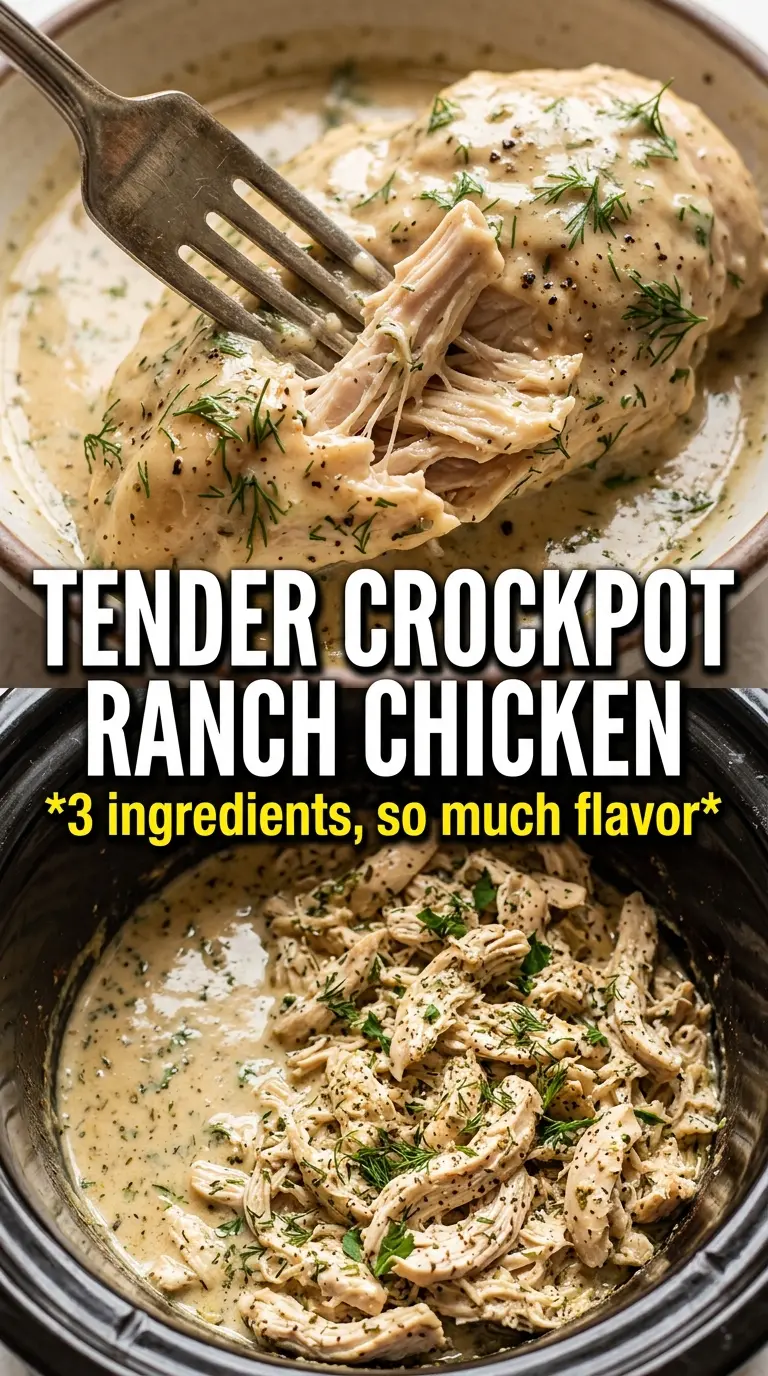 Crockpot Ranch Chicken creamy shredded