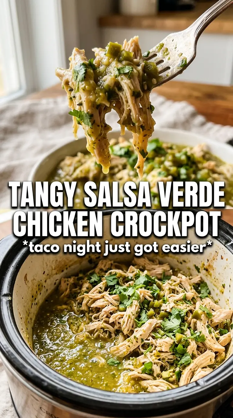 Crockpot Salsa Verde Chicken tangy shredded Tex-Mex