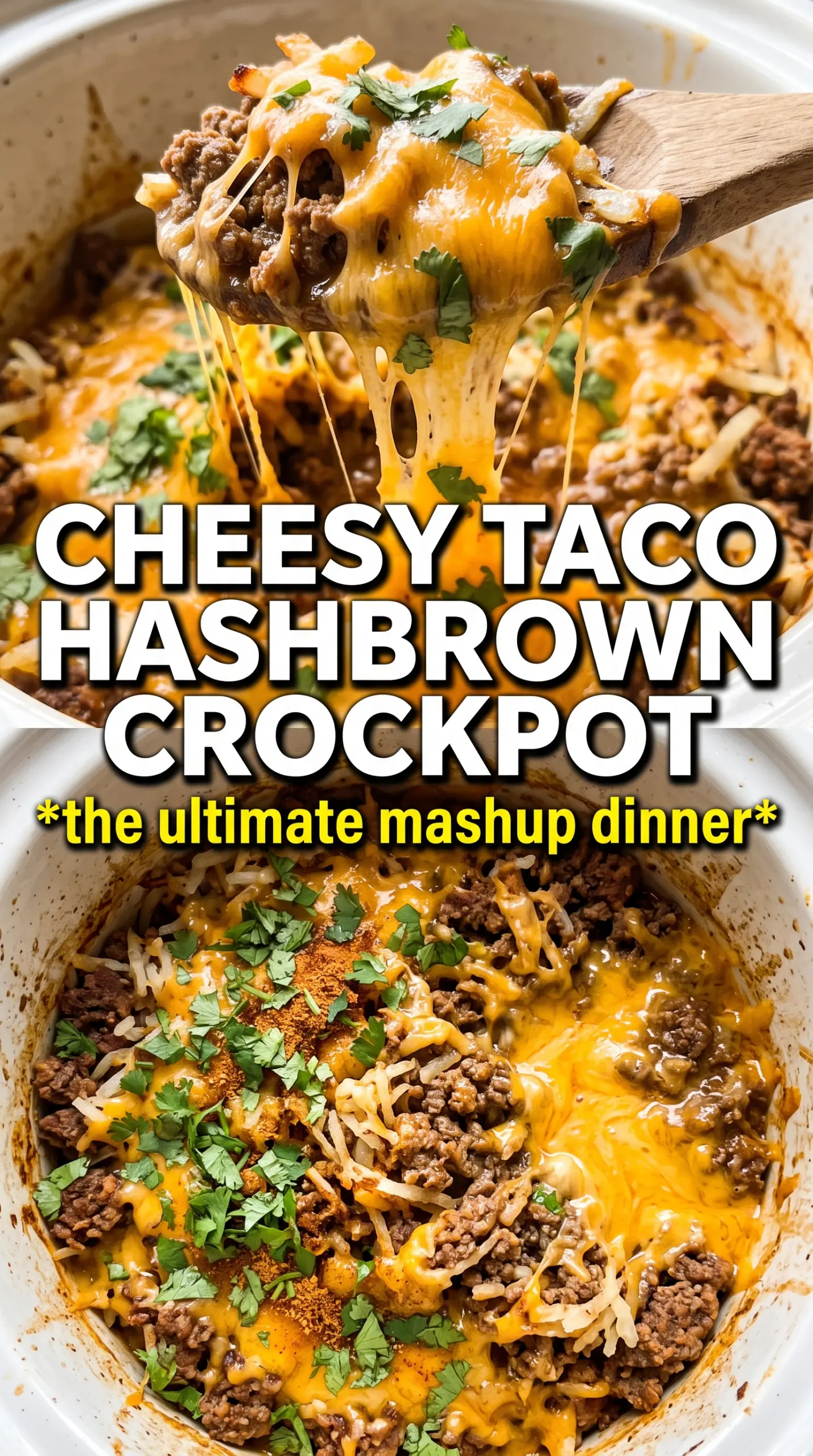 Crockpot Taco Hashbrown Casserole cheesy taco potato