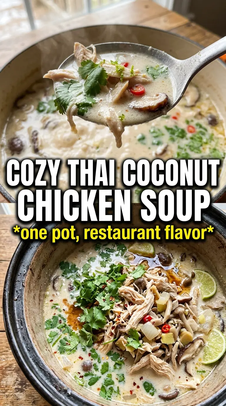 Crockpot Thai Coconut Chicken Soup creamy fragrant