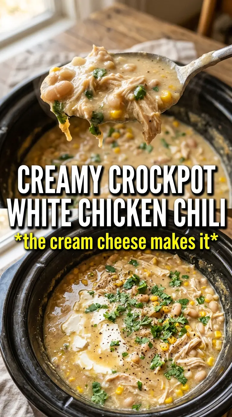 Crockpot White Chicken Chili with Cream Cheese creamy Tex-Mex