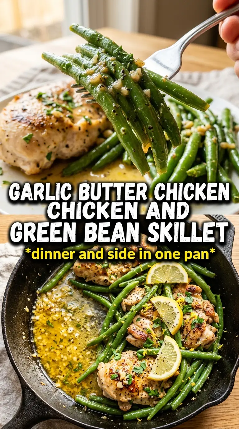 Lemon Garlic Butter Chicken Thighs and Green Beans Skillet, bright citrus, one-pan dinner