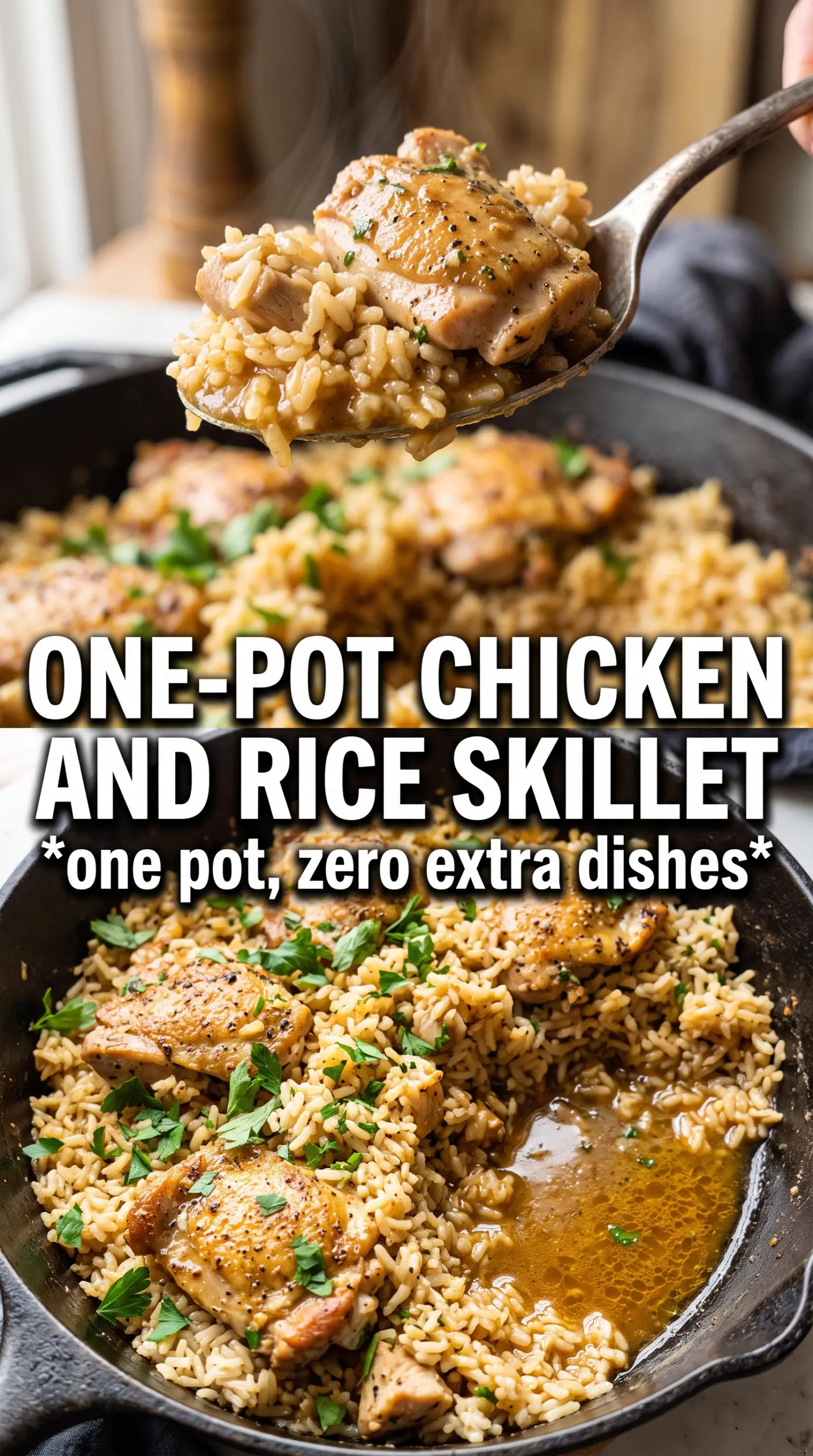One-Pot Chicken and Rice golden chicken thighs fluffy rice