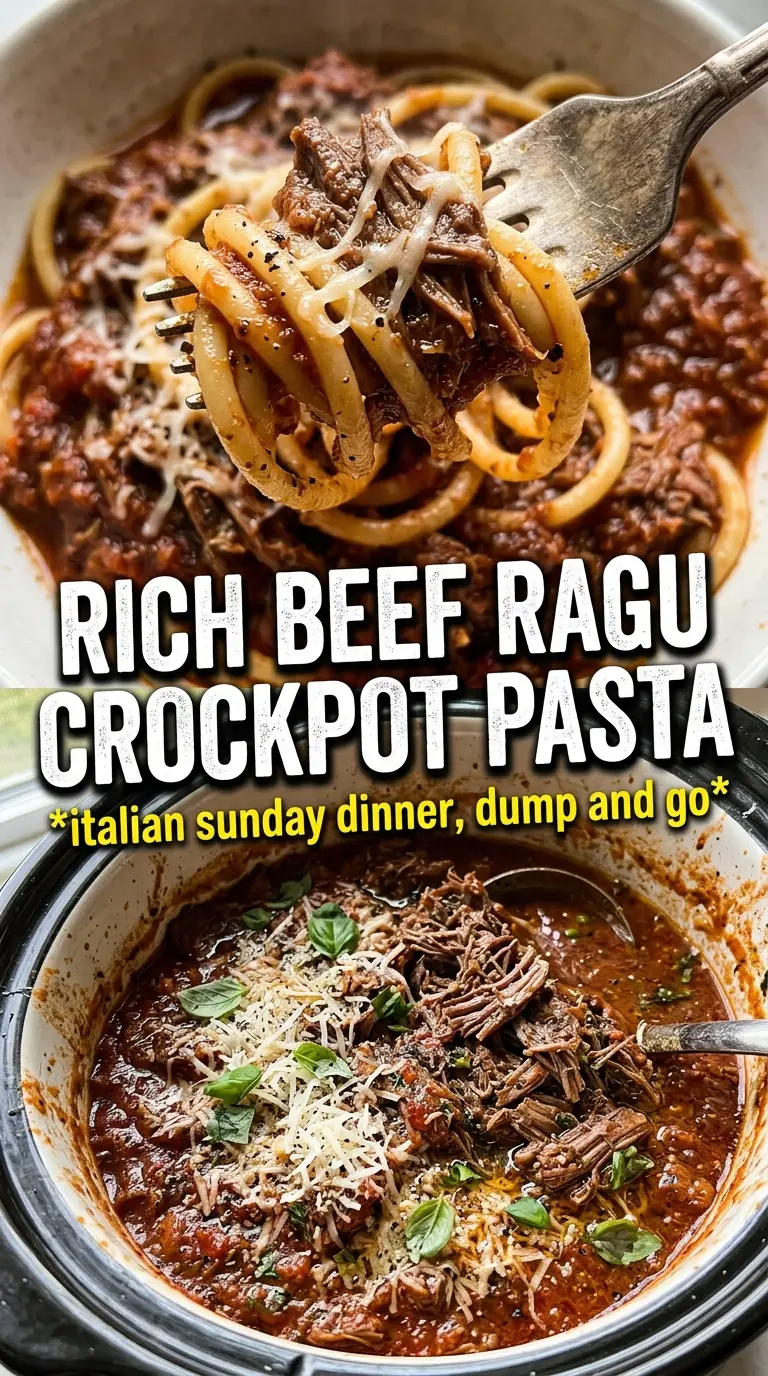Slow Cooker Beef Ragu rich saucy pasta